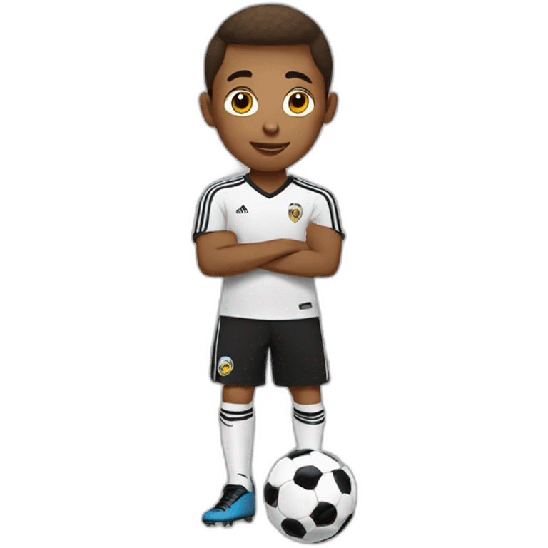 Young brown kid freestyling soccer  emoji