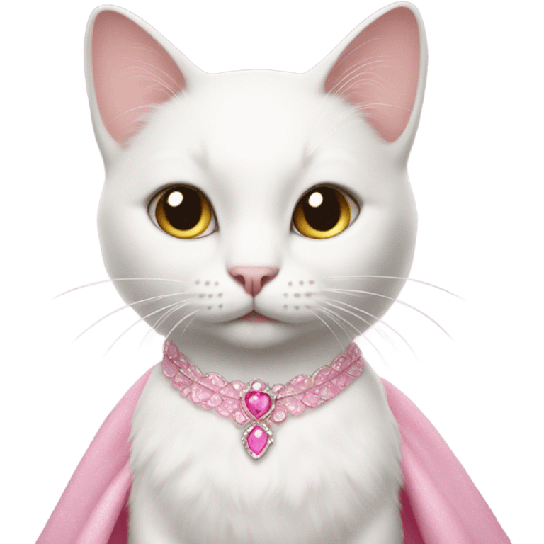 White Cat wearing a pink princes dress emoji