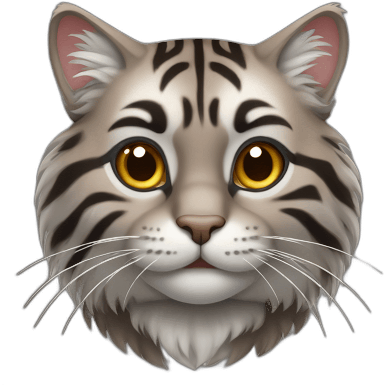 fluffy brown & grey tiger cat emoji