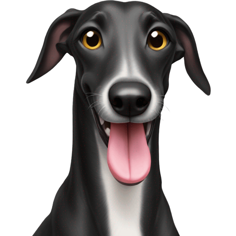 Black greyhound with tongue out  emoji