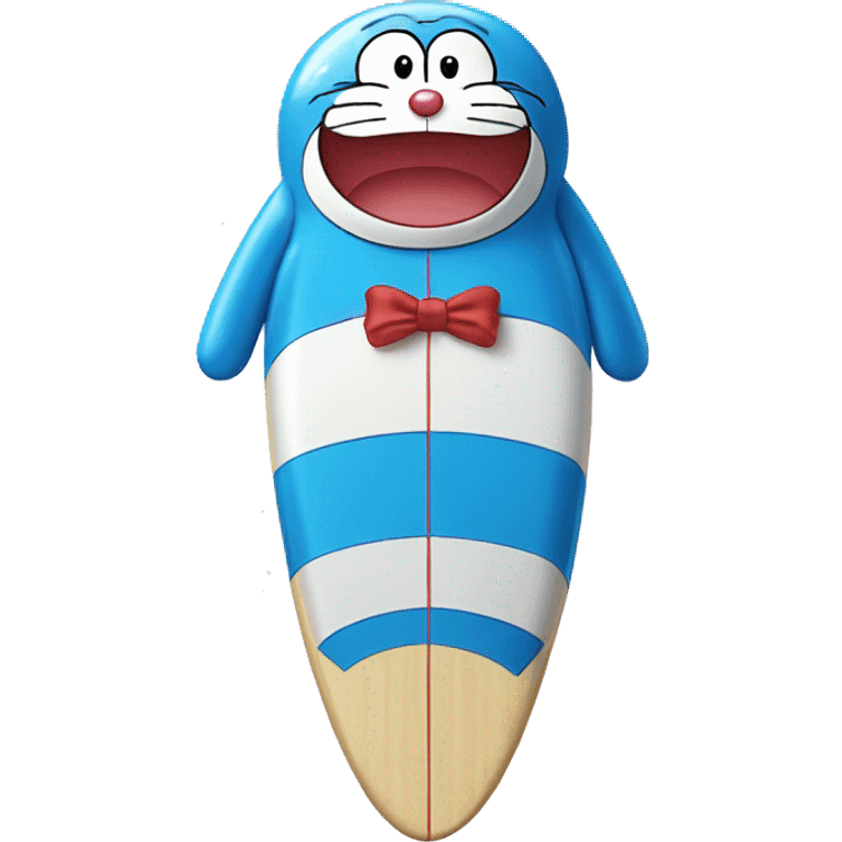 Doraemon wearing a tutu on a surfboard emoji