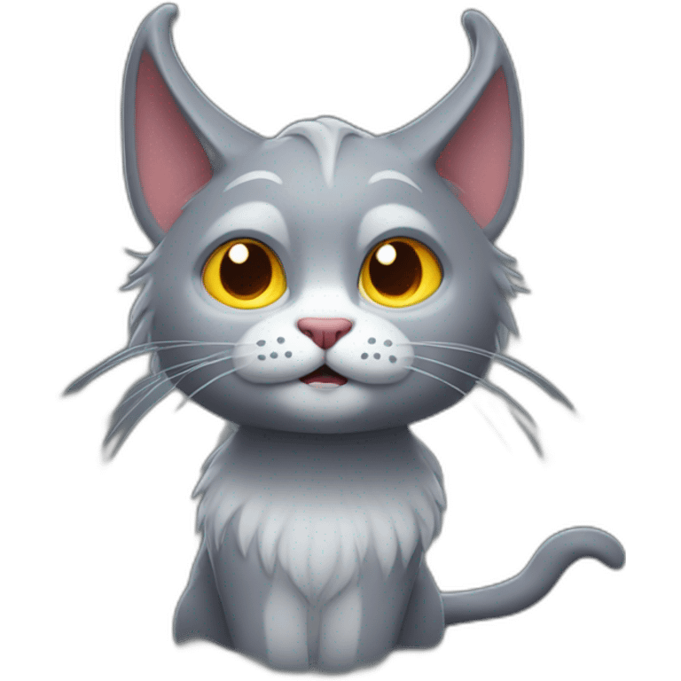 Pixar long hair cat grey devil horns emoji