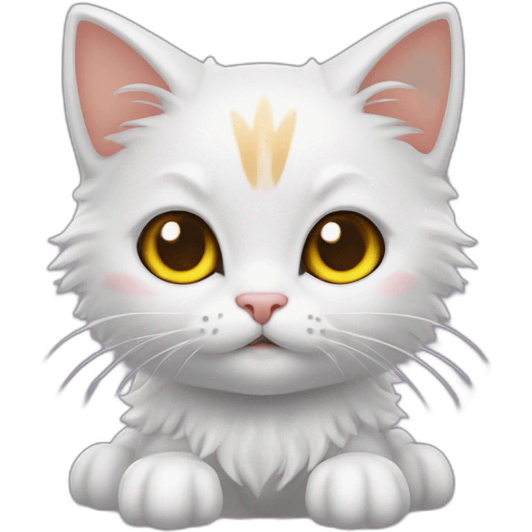 Cute kitten wizarrd, в ведьмовской колпаке с метлой, колдует emoji