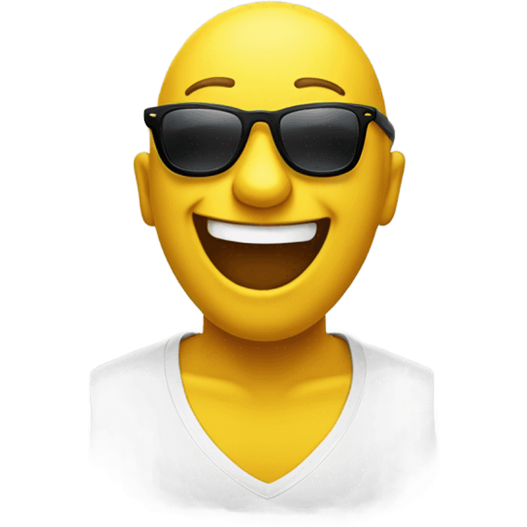 Laughing emoji wearing sun glasses emoji