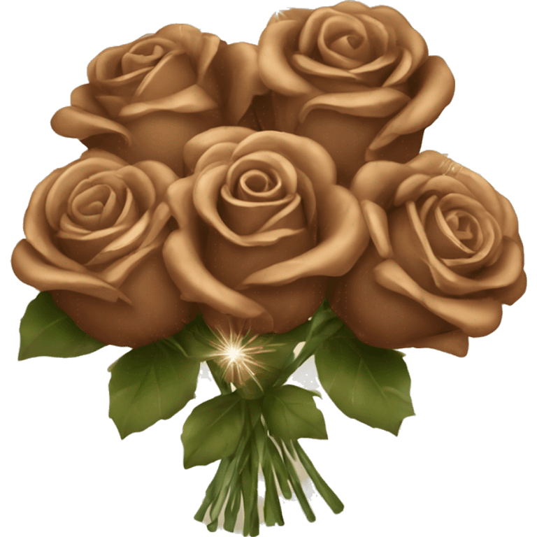 Brown bouquet of roses with sparkles emoji