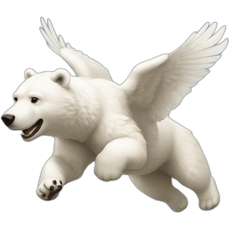 flying white bear emoji