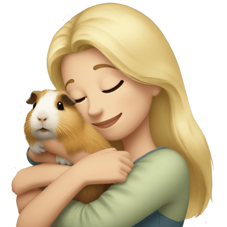 Blonde Woman hugging a guineapig emoji