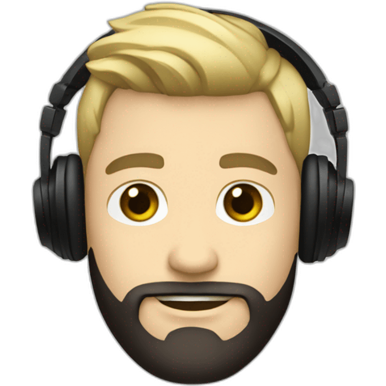 White guy with half blond half black hairs and a black beard djing emoji