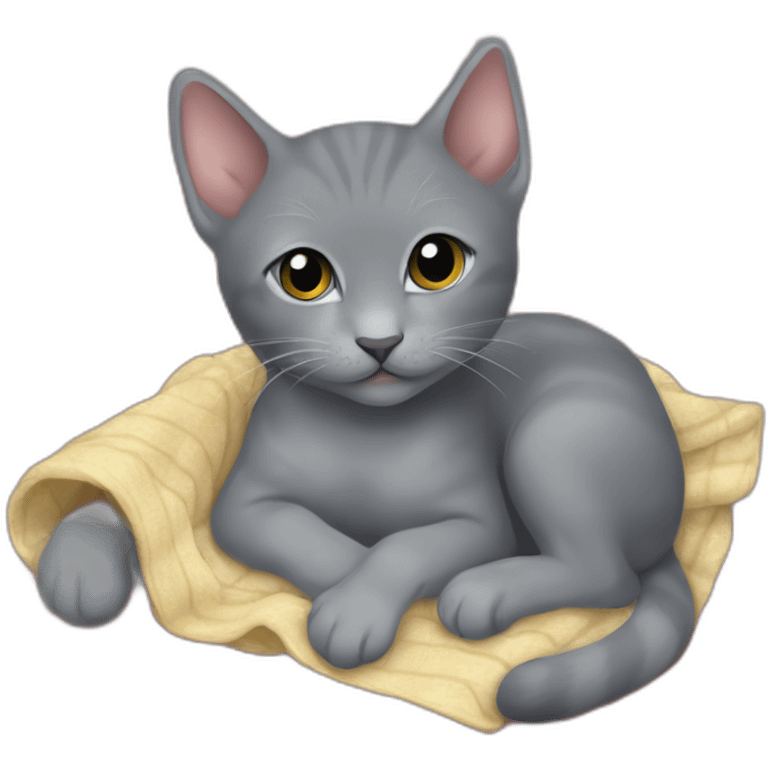 Korat kitten snuggling on blanket emoji