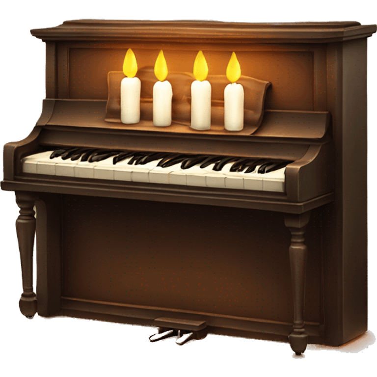 vintage piano with melted candles on top emoji