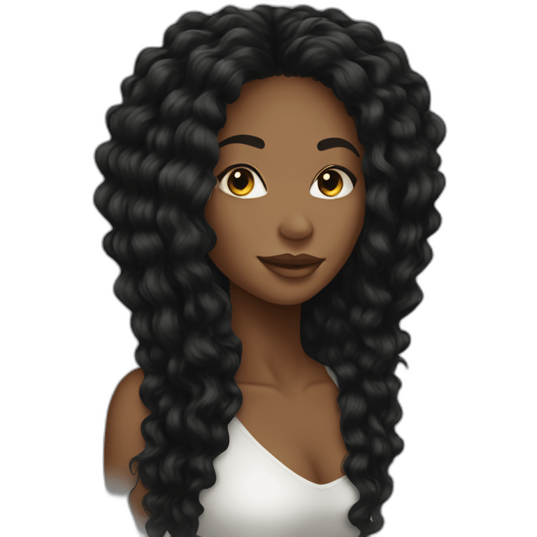 Beautiful Black women long kinky hair emoji