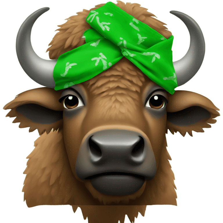 Bison wearing a green bandana emoji