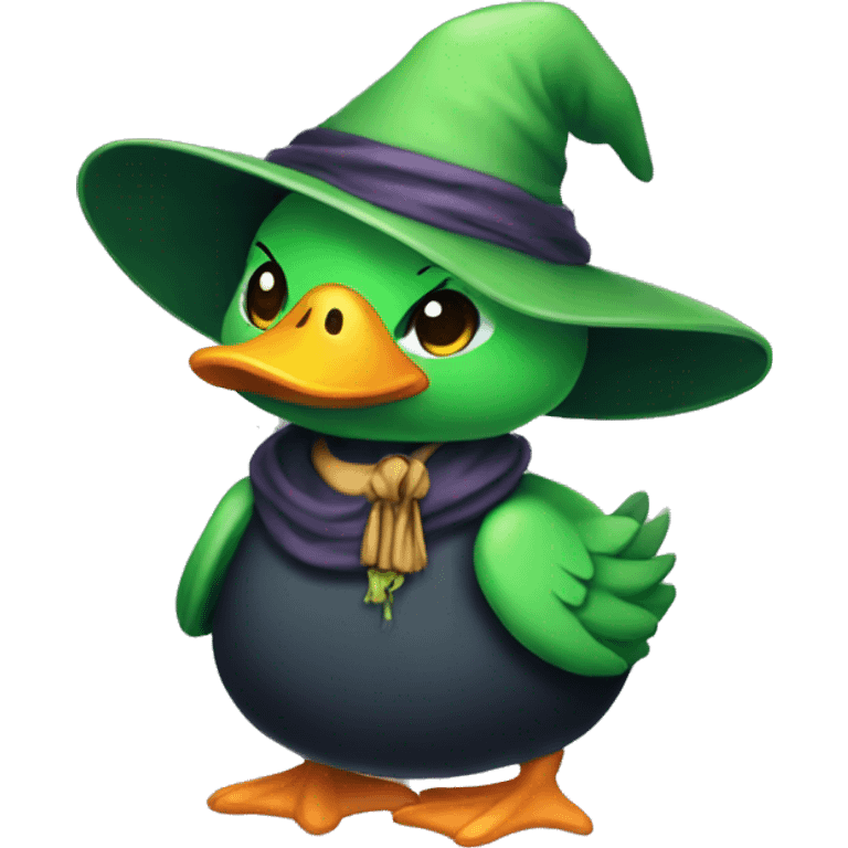 a witch green cute duck emoji