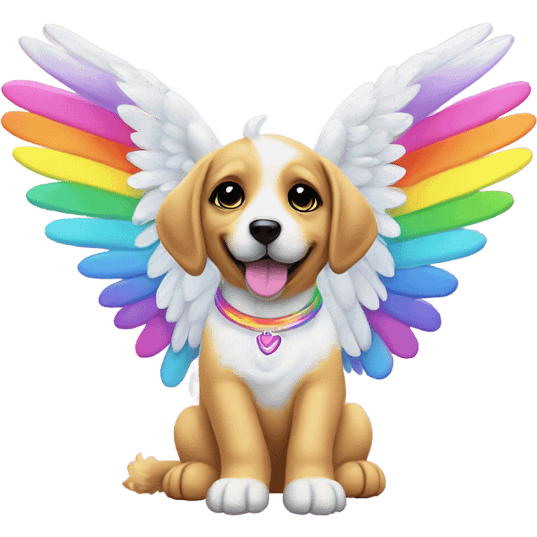 Lisa frank rainbow puppy with angel wings emoji