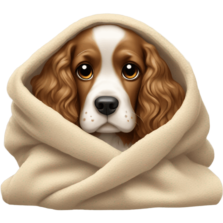 Cocker spaniel in a blanket emoji