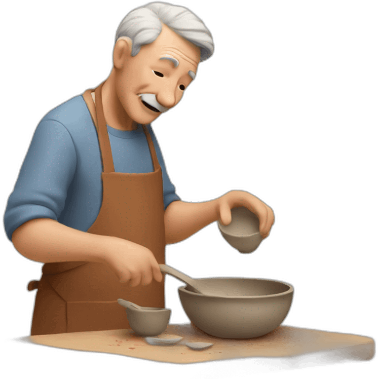 old man making dishes from clay emoji