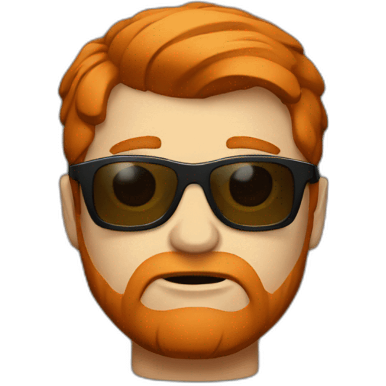 White man, medium red hair, sunglasses, grumpy emoji