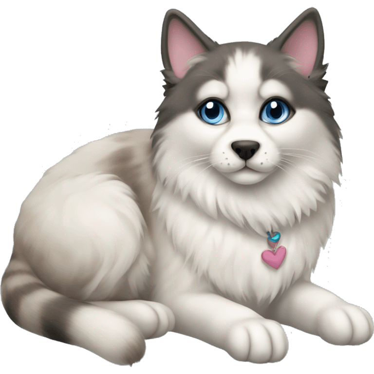 Ragdoll cat and husky  emoji