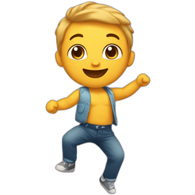 Un bebé bailando con los brazos en alto emoji