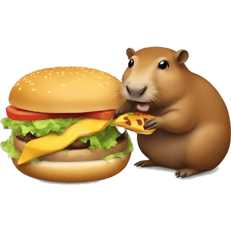 Capybara eating a burger  emoji