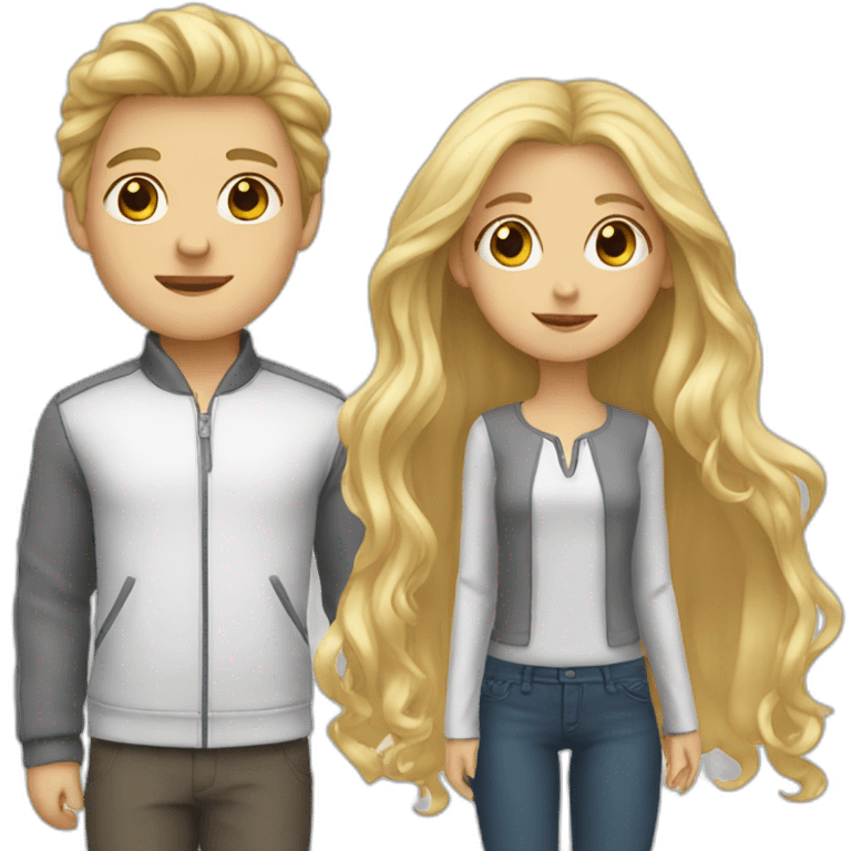 boy and girl with long blonde hair emoji