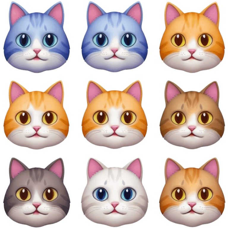 cat with different emotion emoji