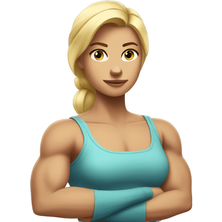 Strong muscle arm blonde teenage girl emoji