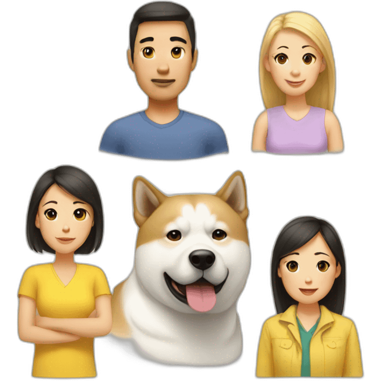 asian dad, white mom, akita dog yellow emoji