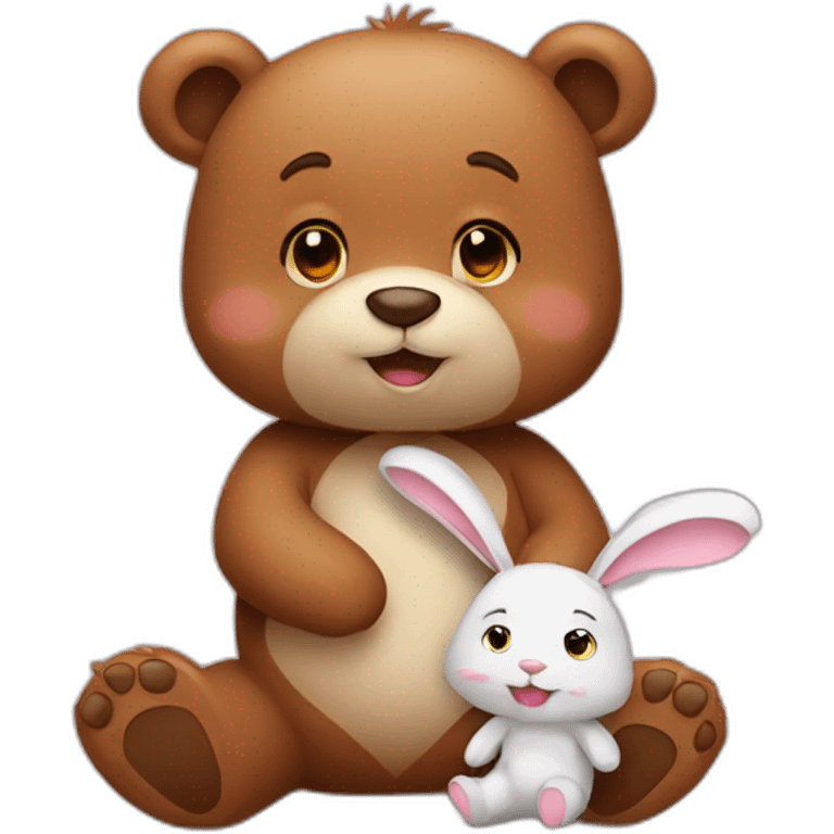 Bear in love with bunny emoji