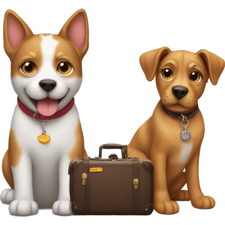 cat and dog with a luggage emoji