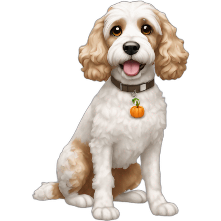 white and tan cockapoo halloween emoji