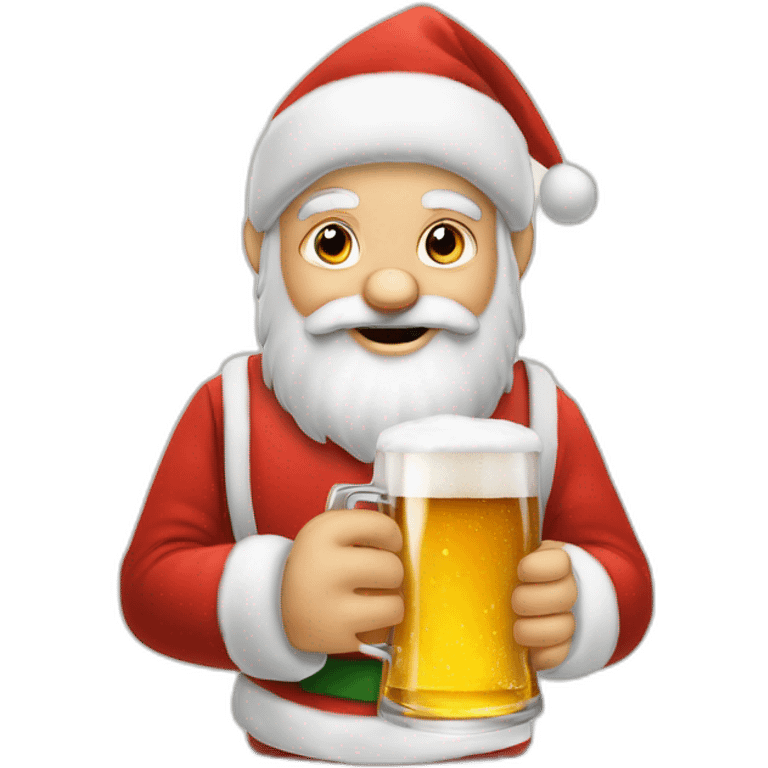 Père Noël qui offre un verre de bière à un enfant comme cadeau emoji