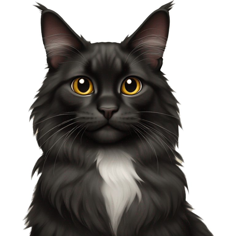 black Maine Coon cat sitting emoji