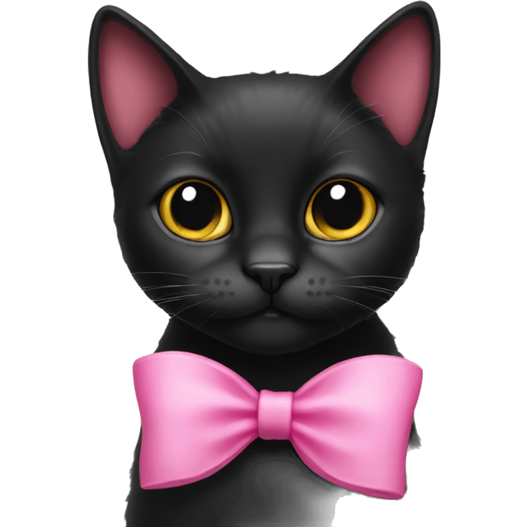 Black cat pink bow emoji