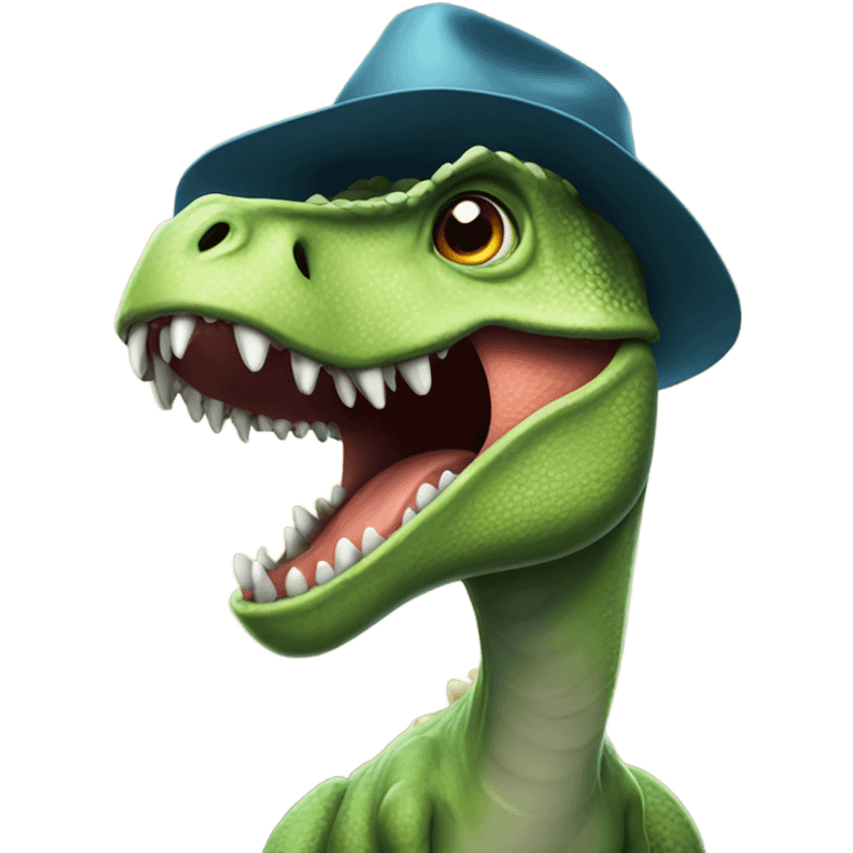 Dinosaur with a hat emoji