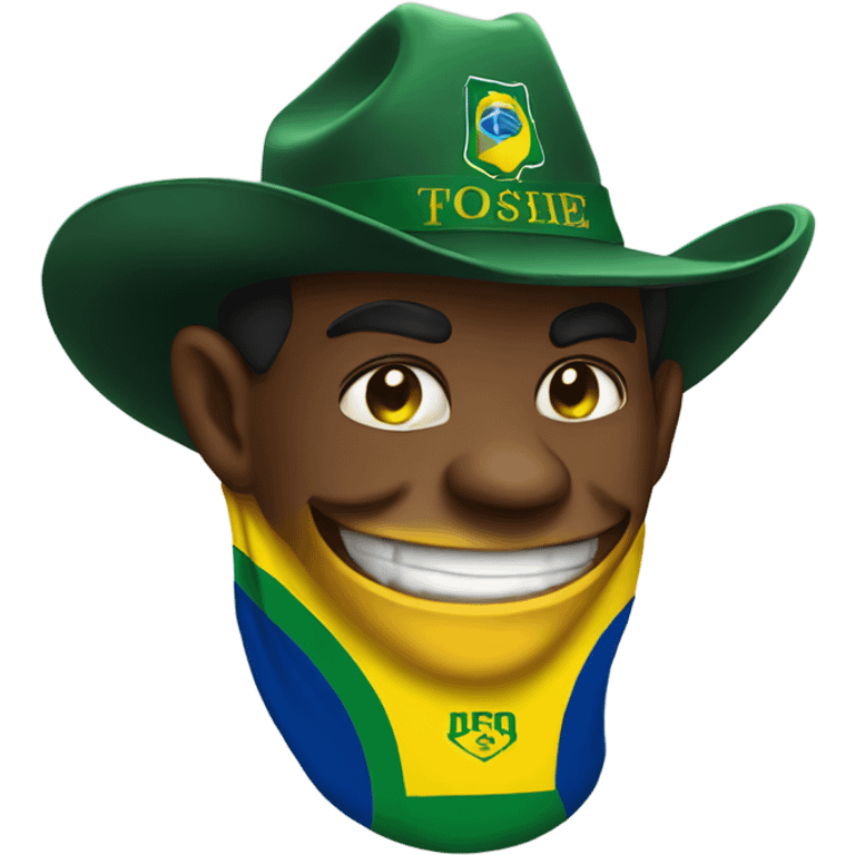 devil wearing brazil soccer jersey and cowboy hat emoji