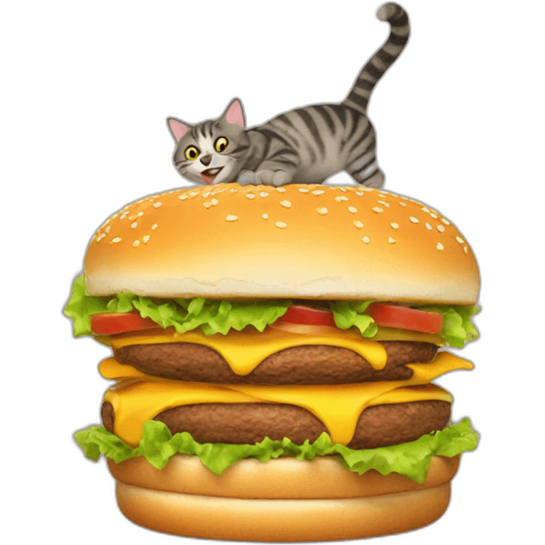 Cat eat the burger emoji