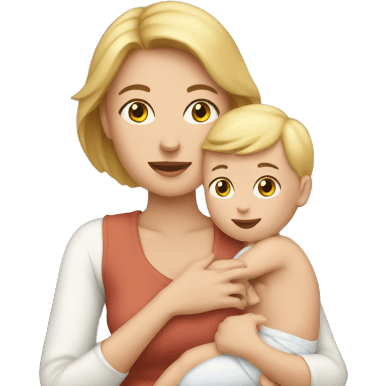 white mom holding little baby emoji