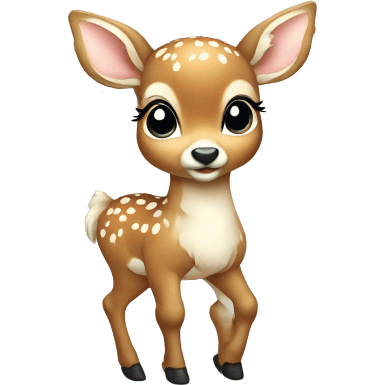 full body baby deer wearing a white bow emoji