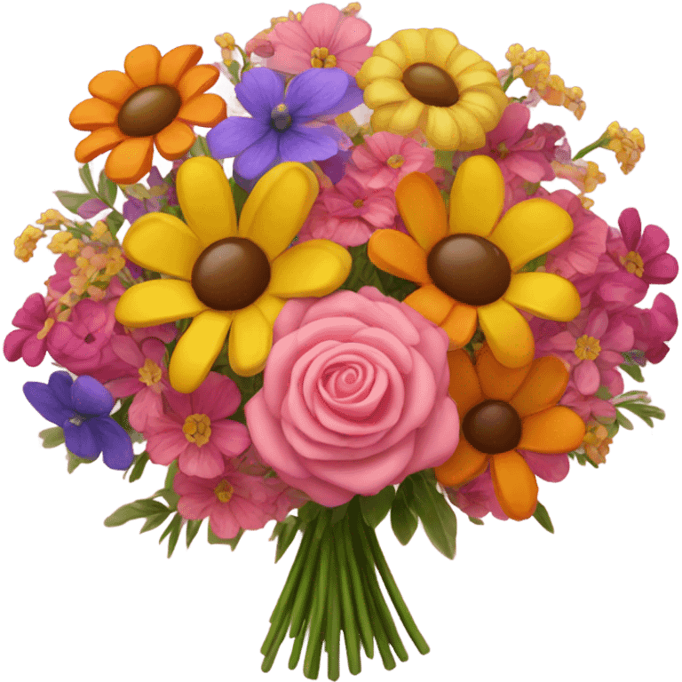 Bouquet of pink and yellow and orange flowers very pretty emoji