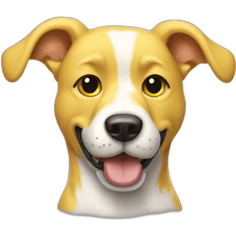 yellow and white dog with muscles and thumbs up emoji