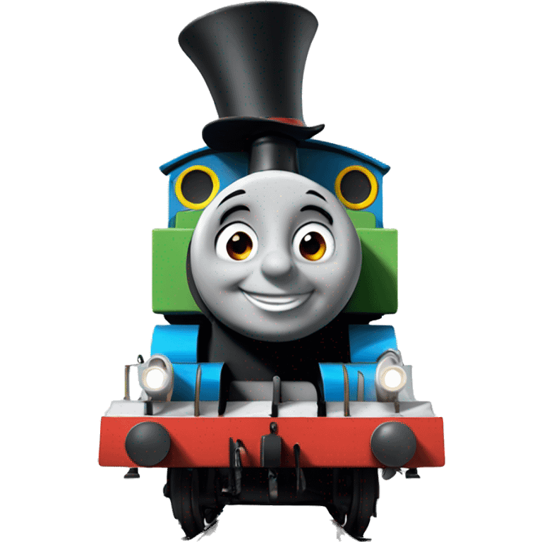 thomas the tank engine wearing a funny hat emoji