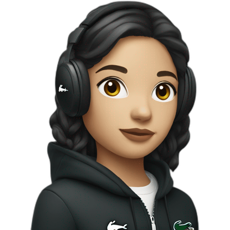 Lacoste headphone latina girl with black lacoste hoodie emoji