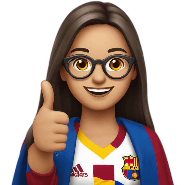 FCB supporter thumbs up Venezuela girl with glasses emoji