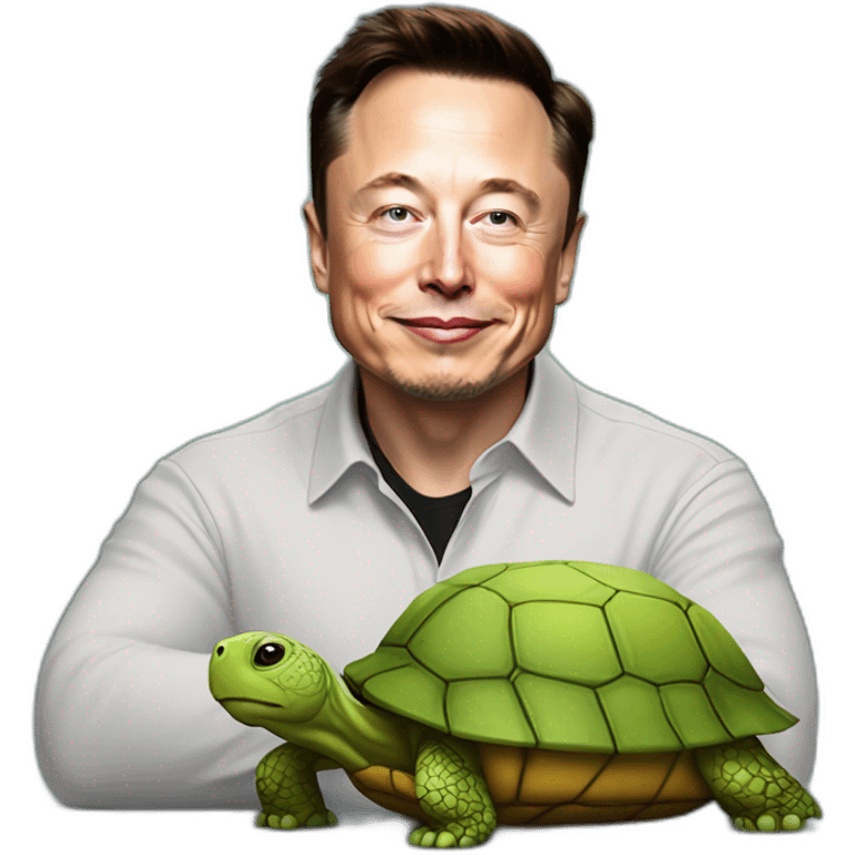 Elon Musk qui caresse une tortue emoji