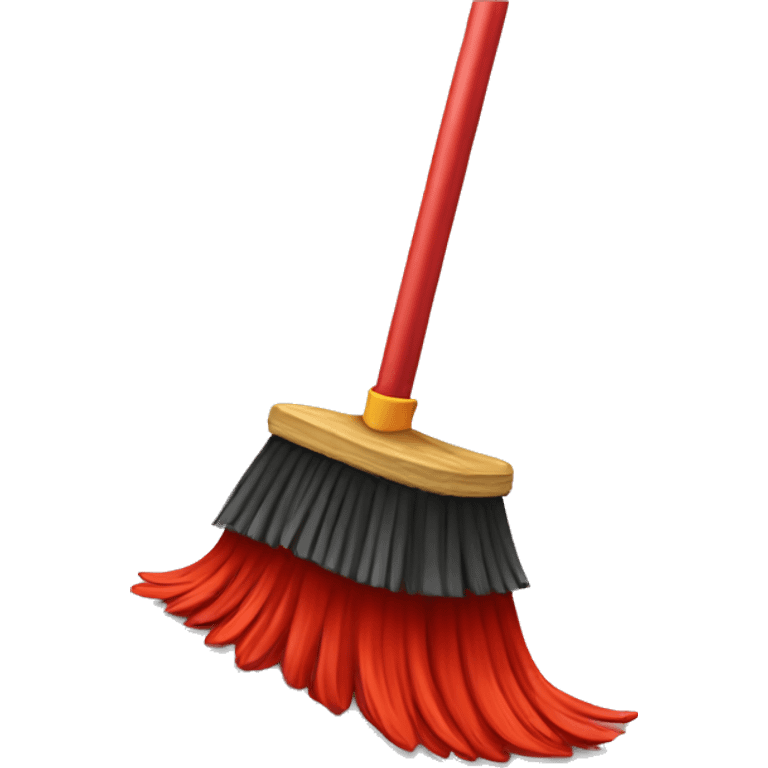 Broom sweeping up red stuff emoji