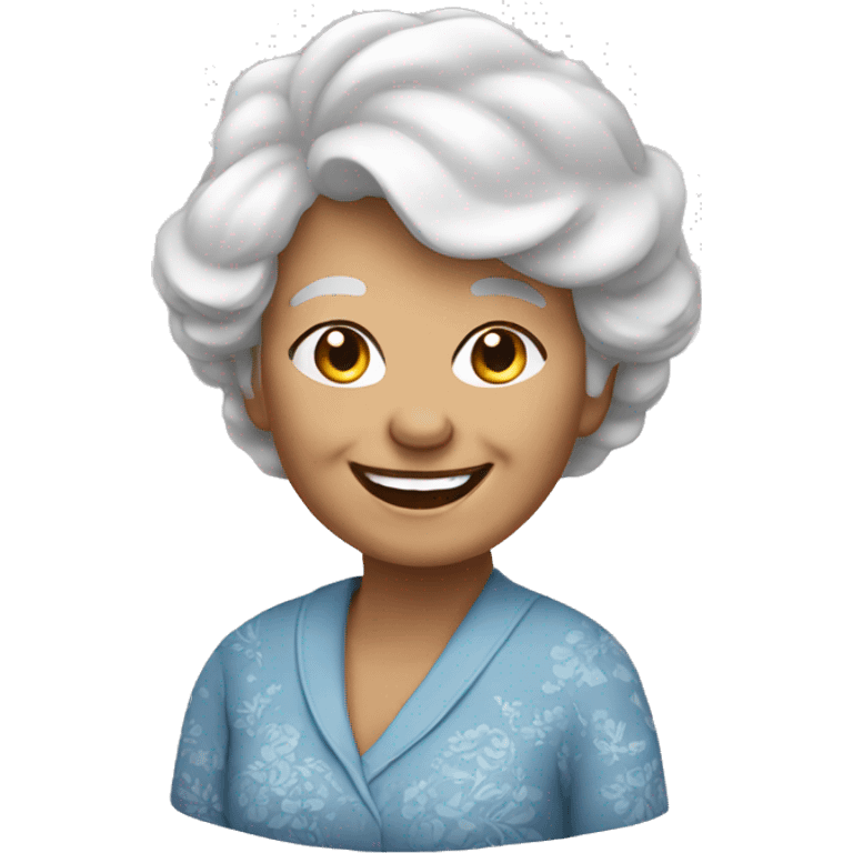 white grand mother happy smile emoji