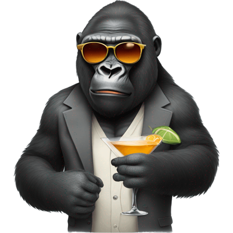 a gorilla wearing sunglasses holding a martini emoji