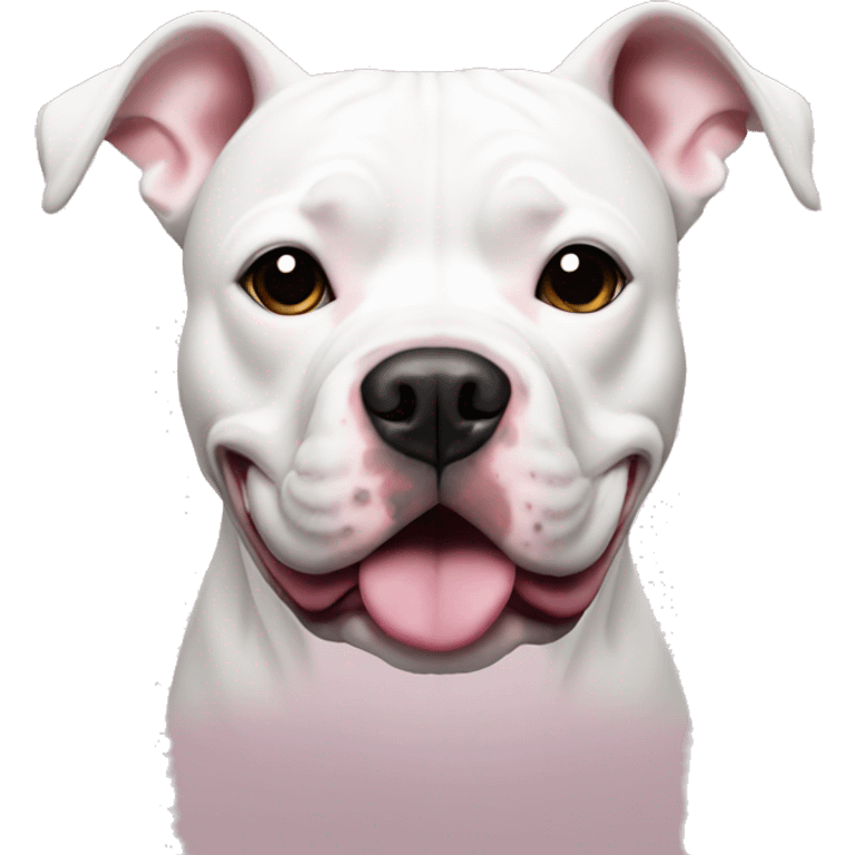 White Pitbull with black and pink nose  emoji