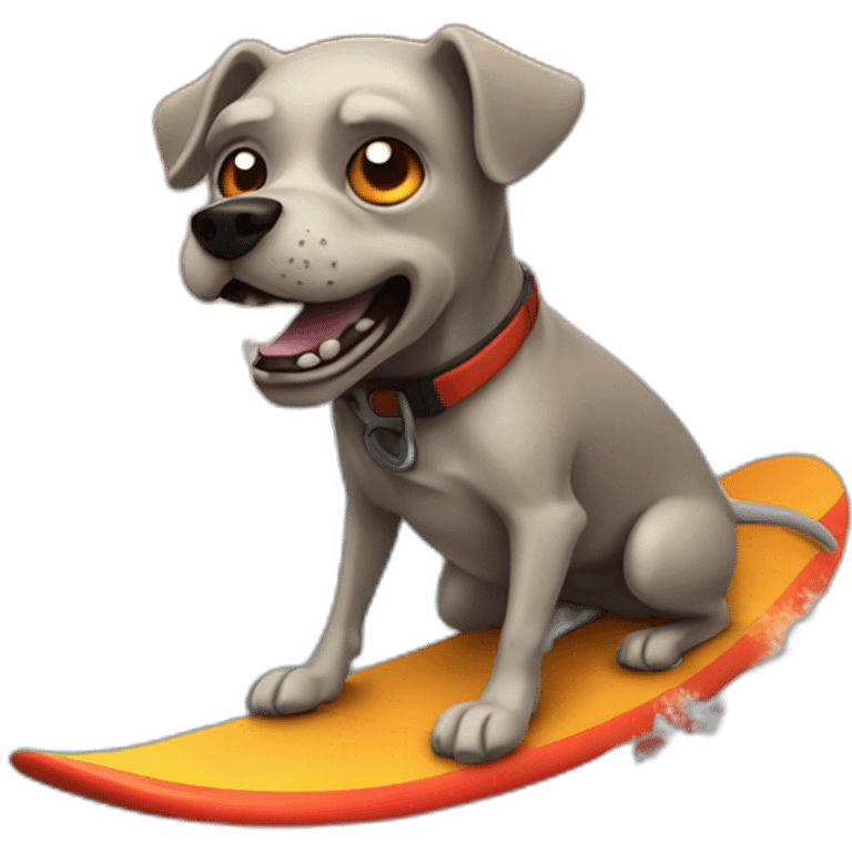 a zombie dog surfing on lava emoji